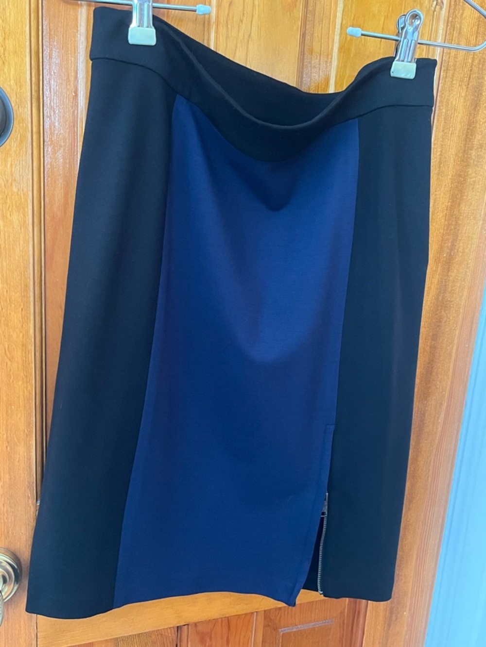 DKNYC Black and Navy Colorblock Pencil Skirt - Tailored Look